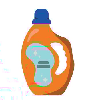 A bottle of liquid detergent with a blue cap vector