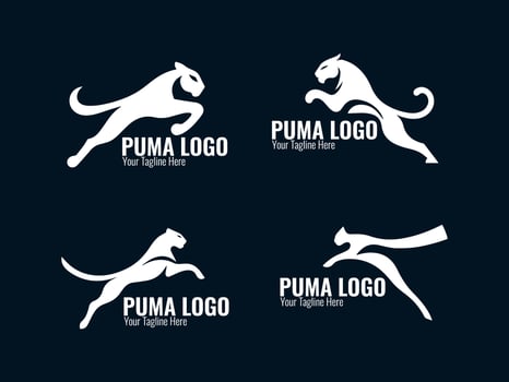 four different puma logos, one of which is a cat jumping vector