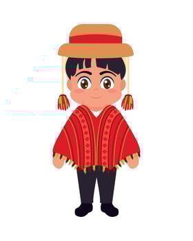 Cartoon boy in traditional clothes vector