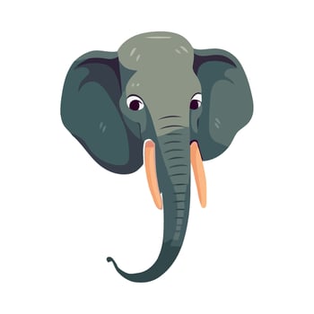 An elephant head with tusks on a white background vector