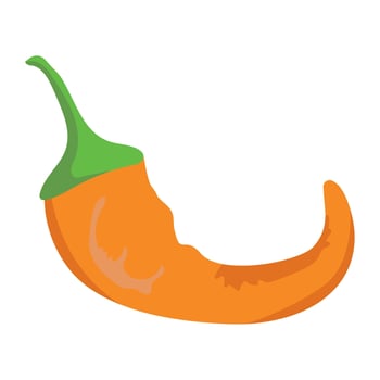 A chili pepper with a green stem and a long tail vector