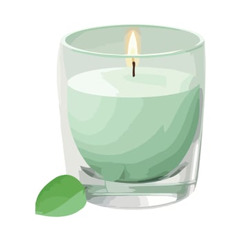 A candle with green leaves in it vector