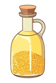 A jar filled with yellow beans on a white background vector