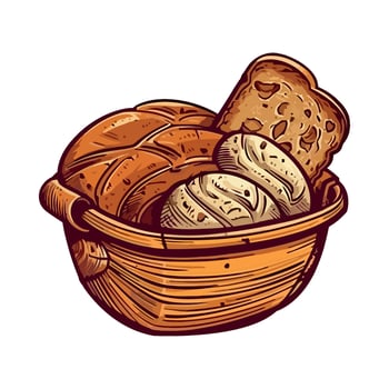 Bread in a basket illustration vector