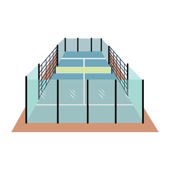 A tennis court with net and netting vector