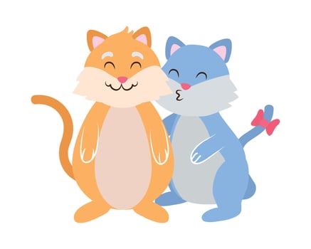 Two cartoon cats are hugging each other vector