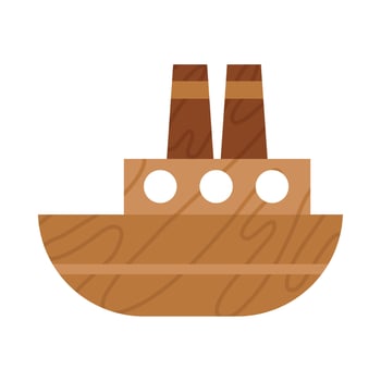 A wooden boat with two chimneys on top vector