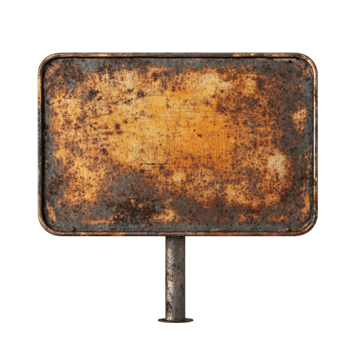 Old Rusty Metal Signpost on Transparent Background. png