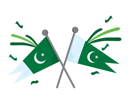 pakistan day flags isolated illustration vector