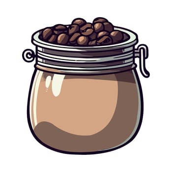 A jar full of coffee beans on a white background vector