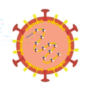 A corona virus with a line of yellow and blue dots vector