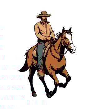 Cowboy riding horse illustration vector