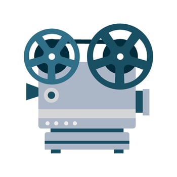 An icon of a movie camera on a white background vector