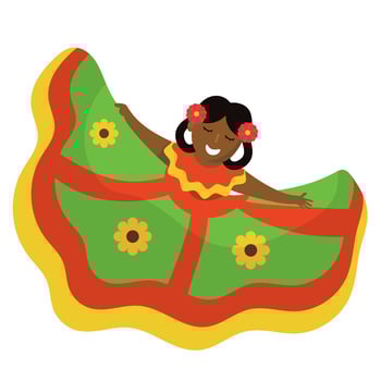 A cartoon girl in a mexican dress vector