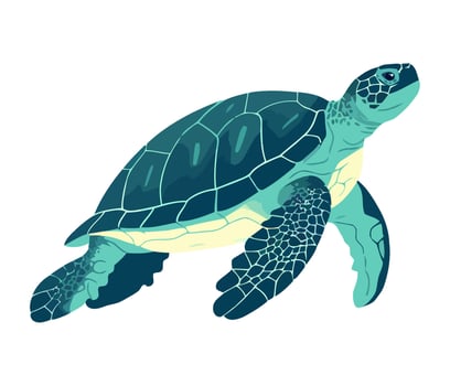 Slow turtle crawls through tropical blue waters icon isolated vector