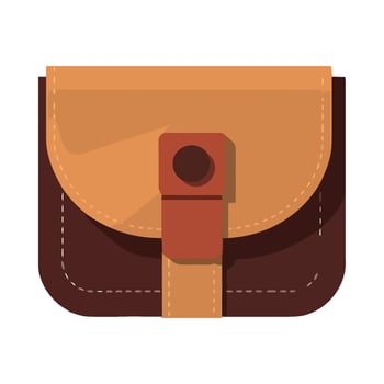 A brown leather wallet with a brown strap vector