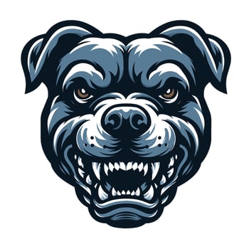 An angry pit bull dog head with its mouth open vector