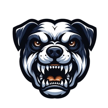 An angry bulldog head with fangs on a white background vector