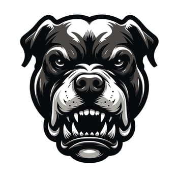 An angry dog head with a big mouth vector