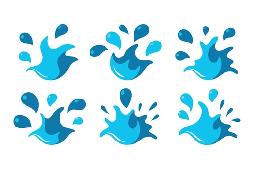 Splash water black set icon. Fresh droplet collection set flat illustration. vector