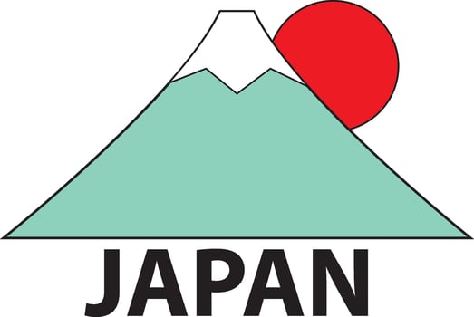 Mount Fuji and the rising sun. Symbols of Japan vector