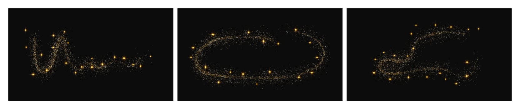 Gold glittering confetti wave and stardust vector