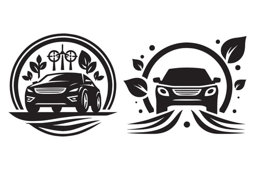 Car and windmill logo design set vector