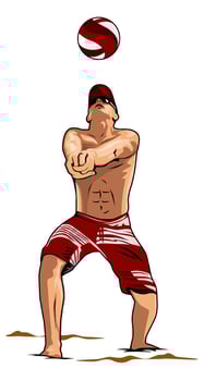 Boy Beach volleyball illustration design art vector