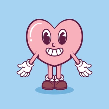 Cute hand drawn heart Mascot character illustration v2 vector