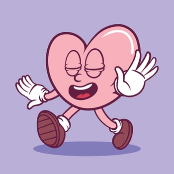Cute hand drawn heart Mascot character illustration v5 vector