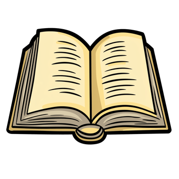 Illustration of an Open Book on the Middle Page png
