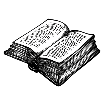 Open Book illustration in Black and White png