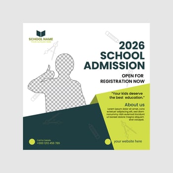 School Admission Social Media Post design vector