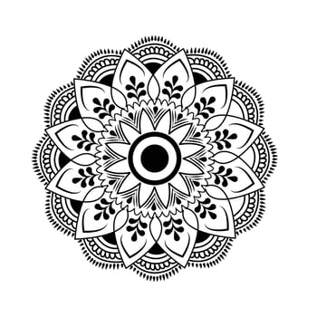 Black mandala with white background with ornament vector