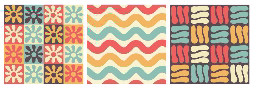 Abstract Retro Seamless Patterns Set vector