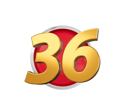 Gold Number 36 Gold Number Thirty Six On Rounded Red Icon, 3d illustration png