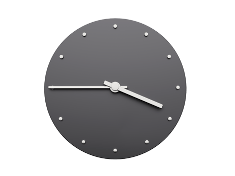 Simple clock gray Three forty five Modern Minimal Clock. 3D illustration png