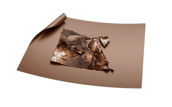 Map Of Egypt Old Style Brown On Unrolled Map Paper Sheet 3d illustration png