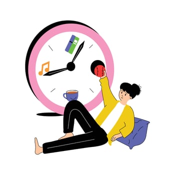 Balancing time between studies and relaxation, study time management vector