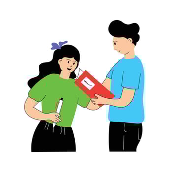 Students studying together, group study illustration vector