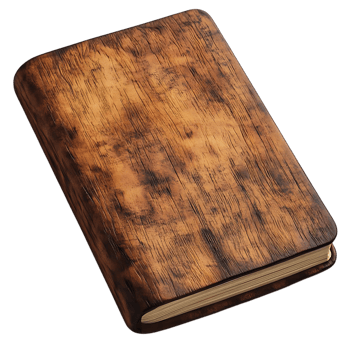 Wooden Book Cover with a Transparent Background, Rustic and Elegant Design, Perfect for Branding and Mockups png