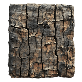 Cracked and Charred Wood Texture with a Transparent Background png