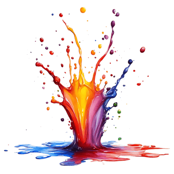 Colorful Paint Splashing on Transparent Background, Vibrant Colors Exploding and Mixing, Creating a Dynamic and Artistic Image png