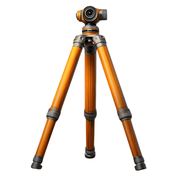 Wooden Tripod for Camera with Transparent Background, for Photography and Videography, with a Professional Look, Lightweight and Durable, Easy to Carry png