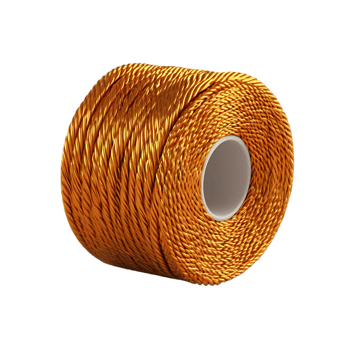 Golden Braided Cord, Spool of Twisted Thread,  with Transparent Background. png