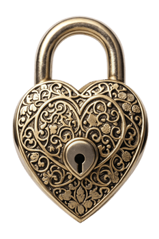 Luxurious Heart Padlock with Elegant Ornate Patterns png