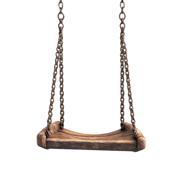 Wooden Swing with Chains Suspended on Transparent Background png