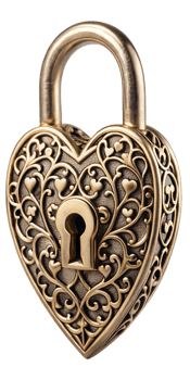Romantic Ornate Heart Padlock with Beautiful Patterns png