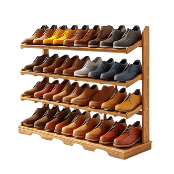 Organize Your Shoe Collection with a Stylish and Functional Wooden Shoe Rack Featuring a Transparent Background png