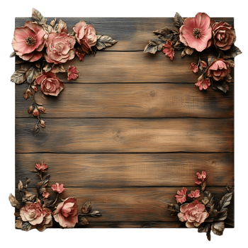 Floral Delights Adorn Rustic Wooden Background with a Transparent Overlay png